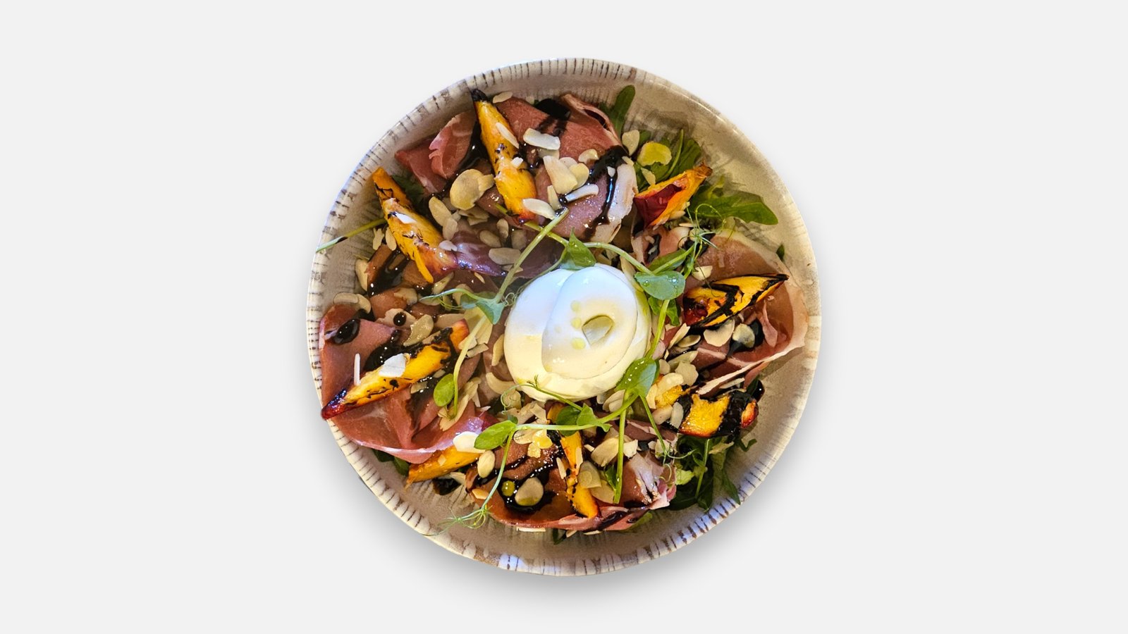 Insalata Pesche grigliate e Burrata